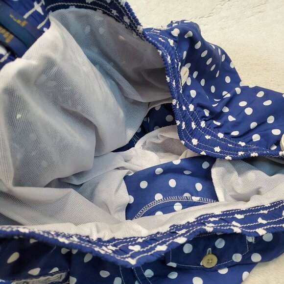 Vintage Polo Ralph Lauren Blue White Polka Dot Swimsuit Swim Trunks Men XXL - Picture 12 of 12